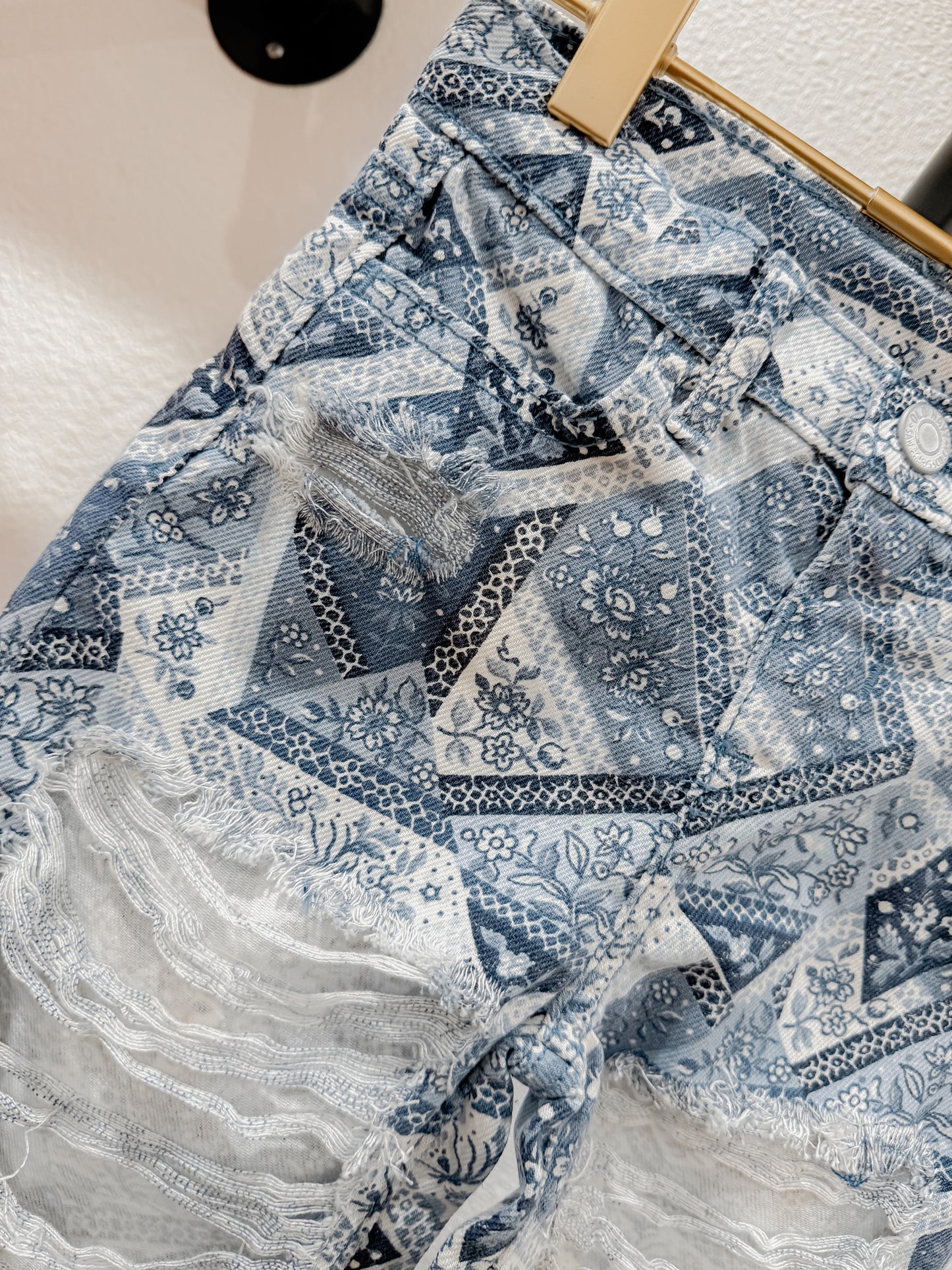 Wide leg patchwork jeans