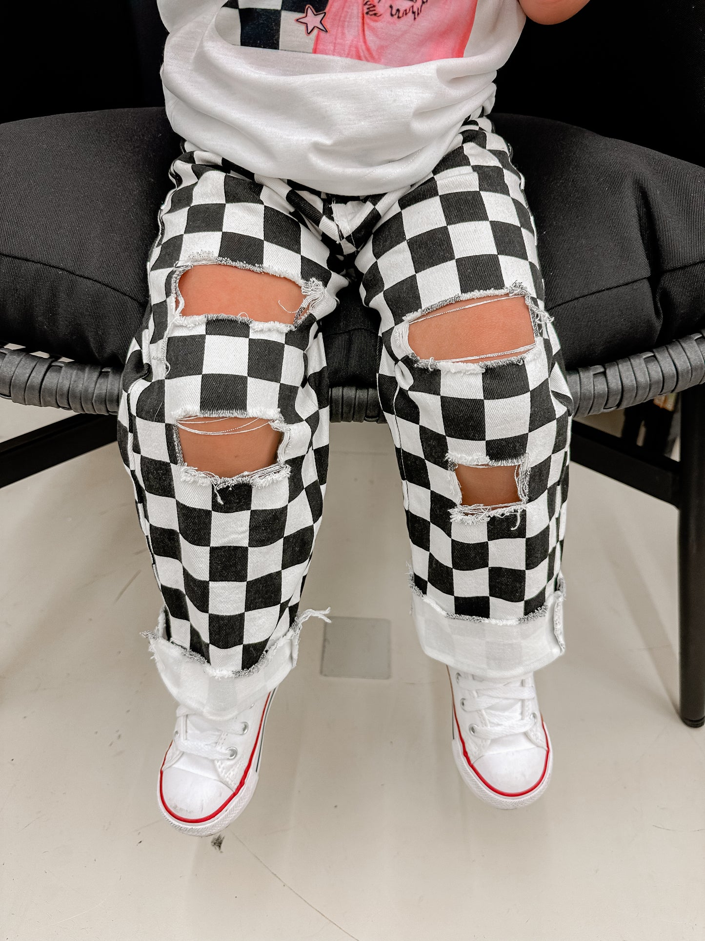 RTS • Black checkered jeans