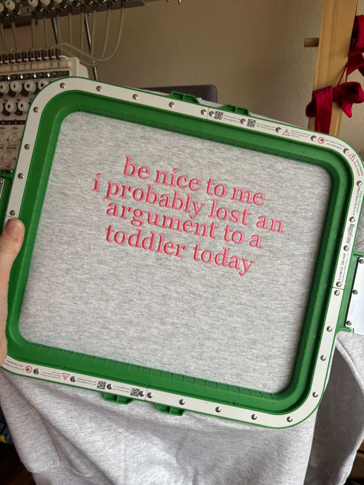 Be nice to me i probably lost an argument to a toddler today PRE ORDER EMBROIDERED CREWNECK • NO CODES