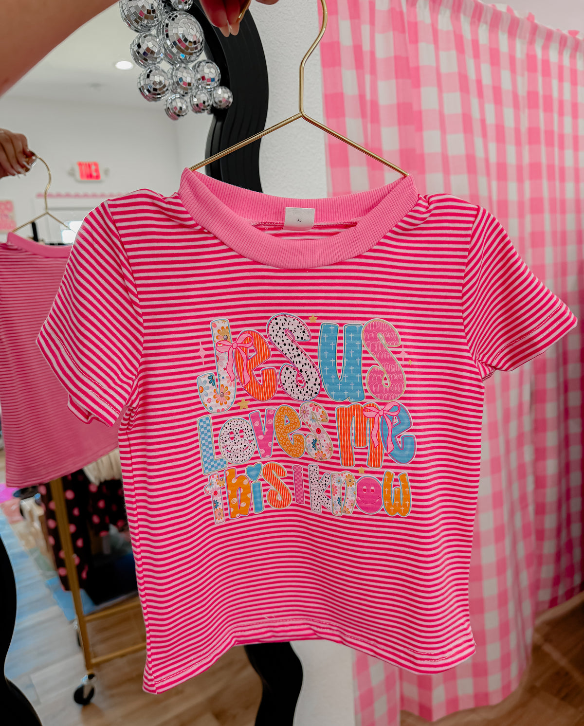 Jesus loves me stripe tee