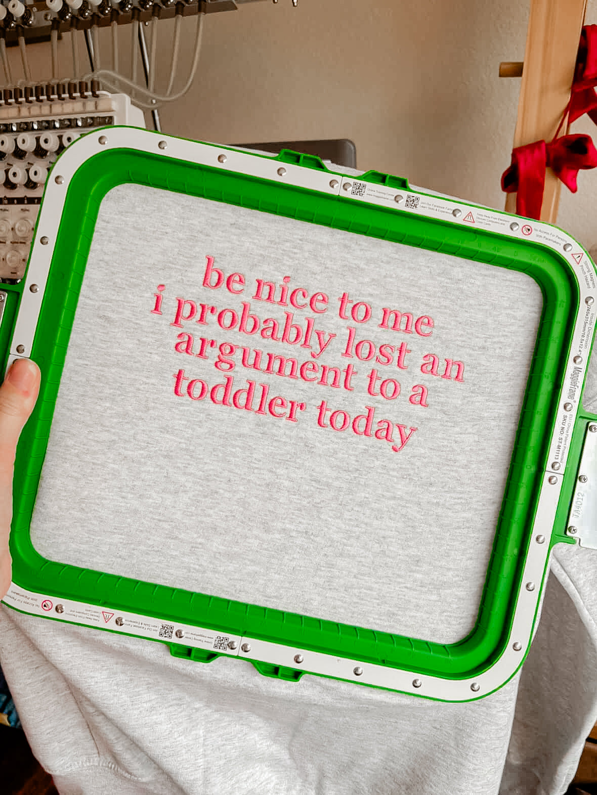 Be nice to me i probably lost an argument to a toddler today PRE ORDER EMBROIDERED CREWNECK • NO CODES