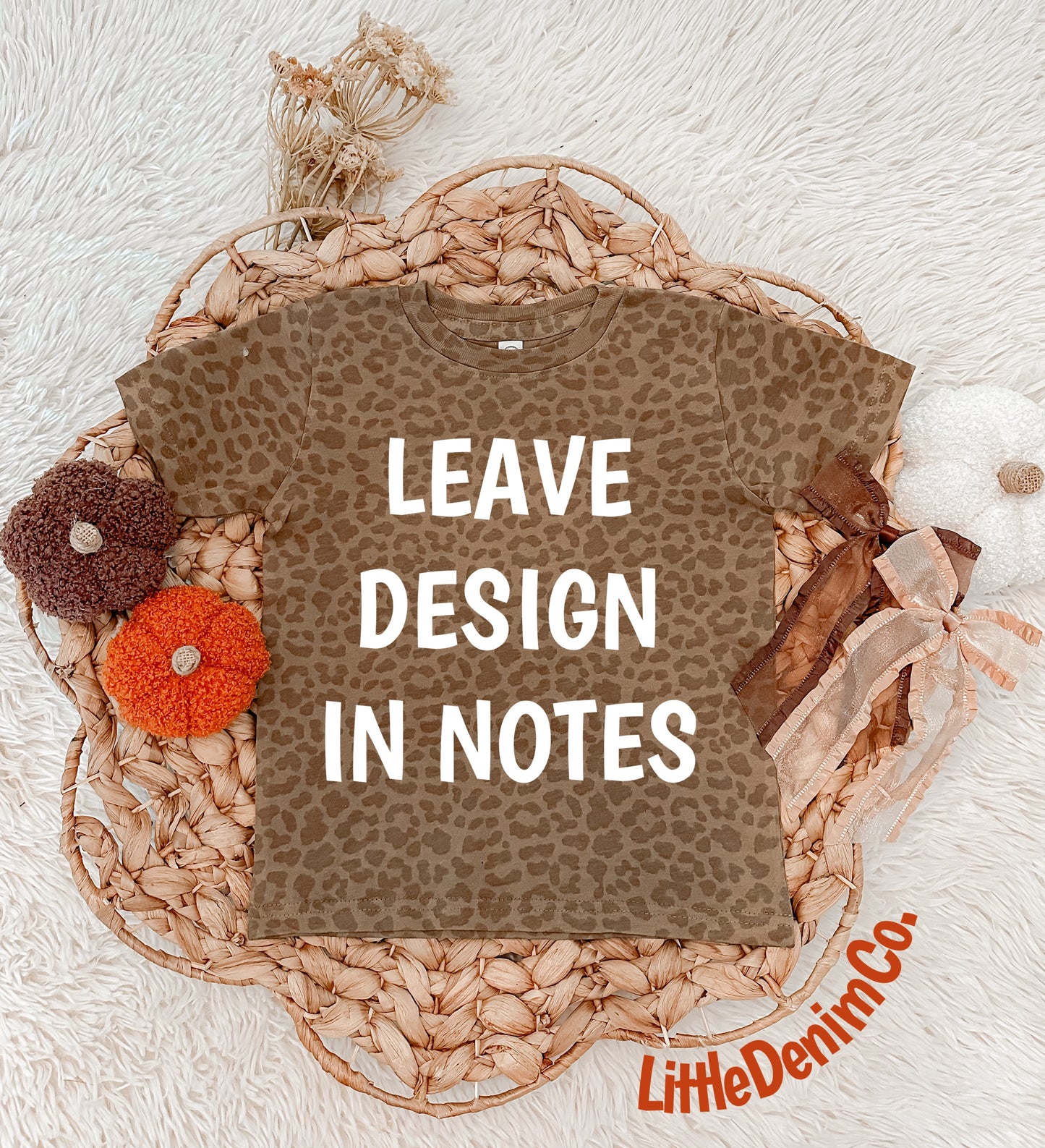 Brown Leopard Tees(custom leave design in notes)