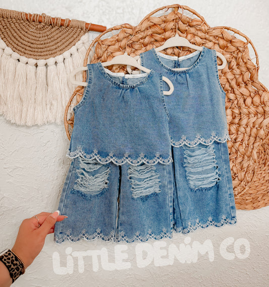 Spring denim two piece set (pre order)