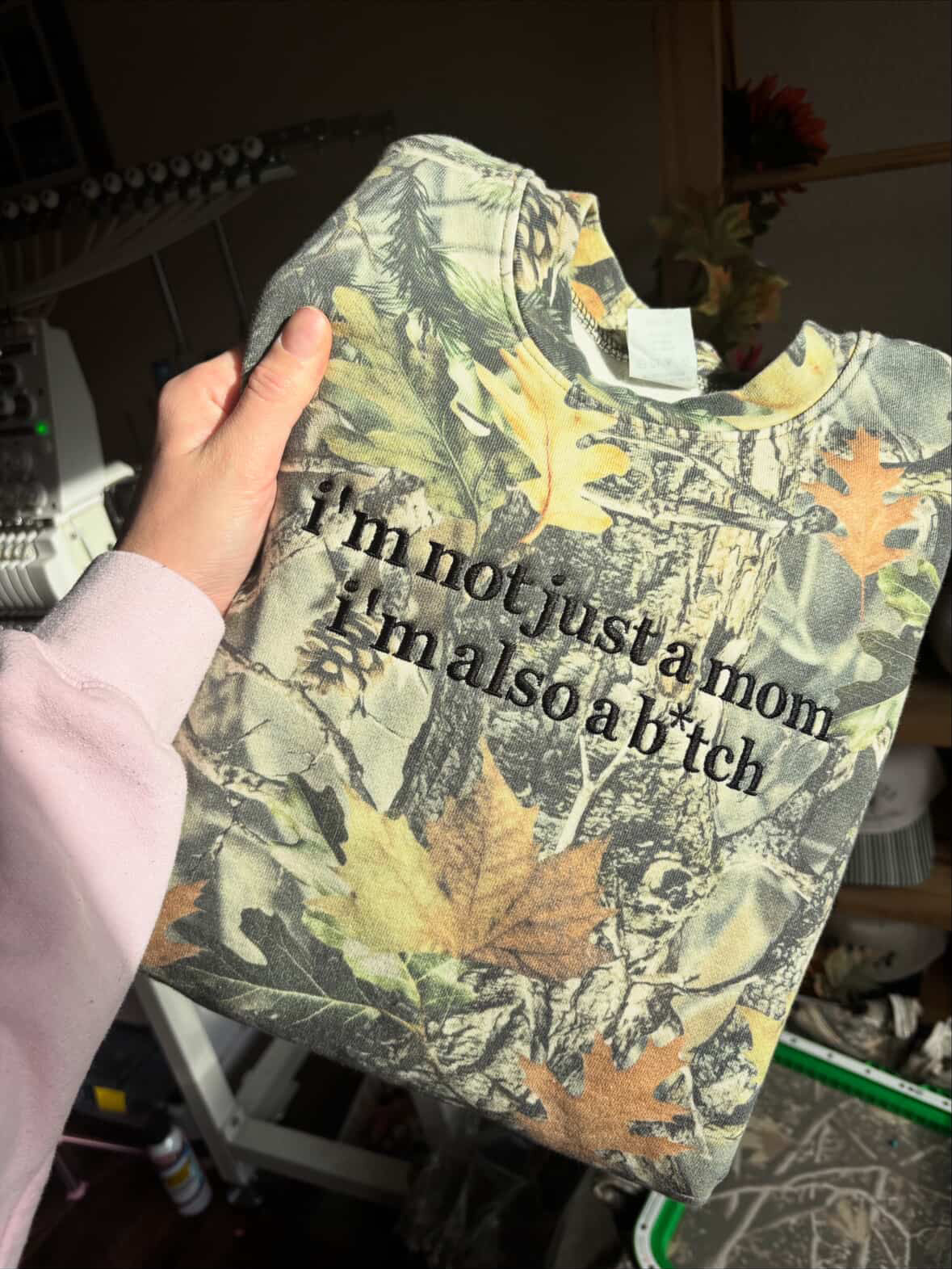 Not just a mom also a bitch PRE ORDER  EMBROIDERED CREWNECK • NO CODES