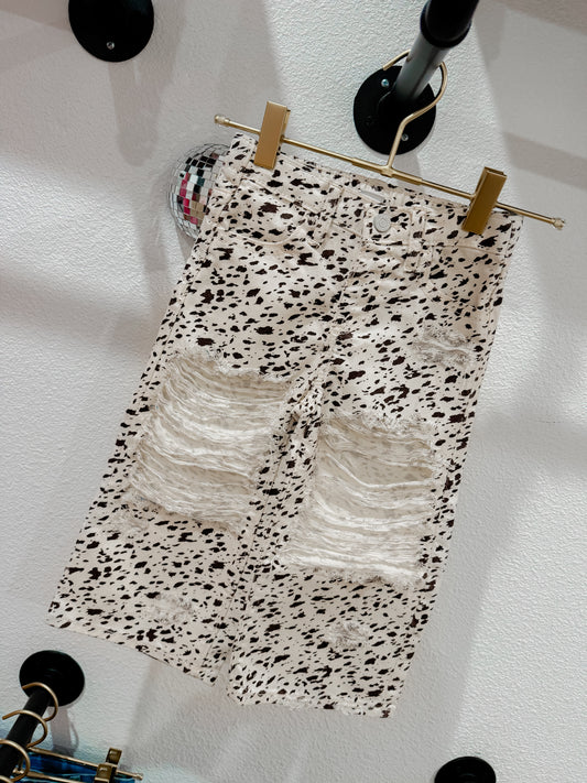 Wide leg cow spots jeans